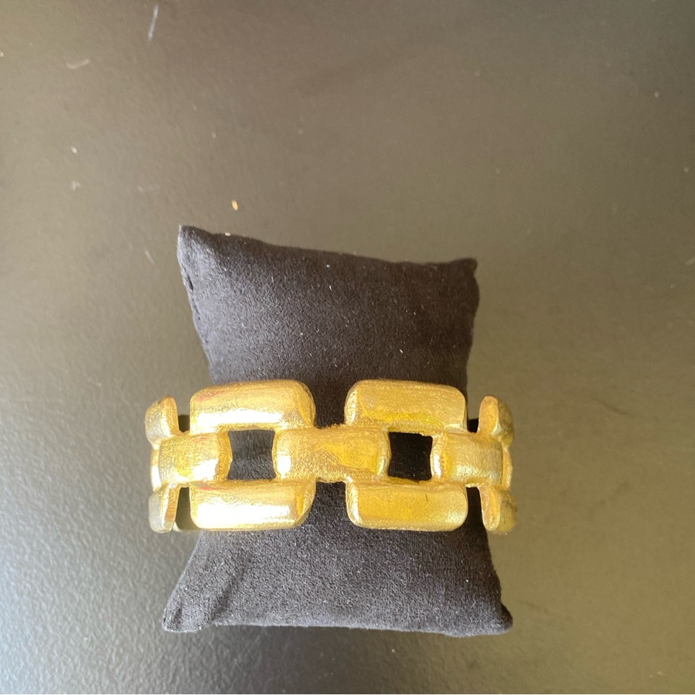 RUSTIC CUFF Bernice Chunky Geometric Gold Metallic Chain Link Cuff NIB - Picture 9 of 11